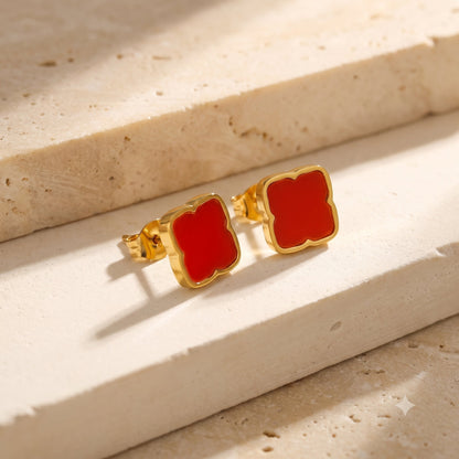 Zahra Rosette Studs - Red