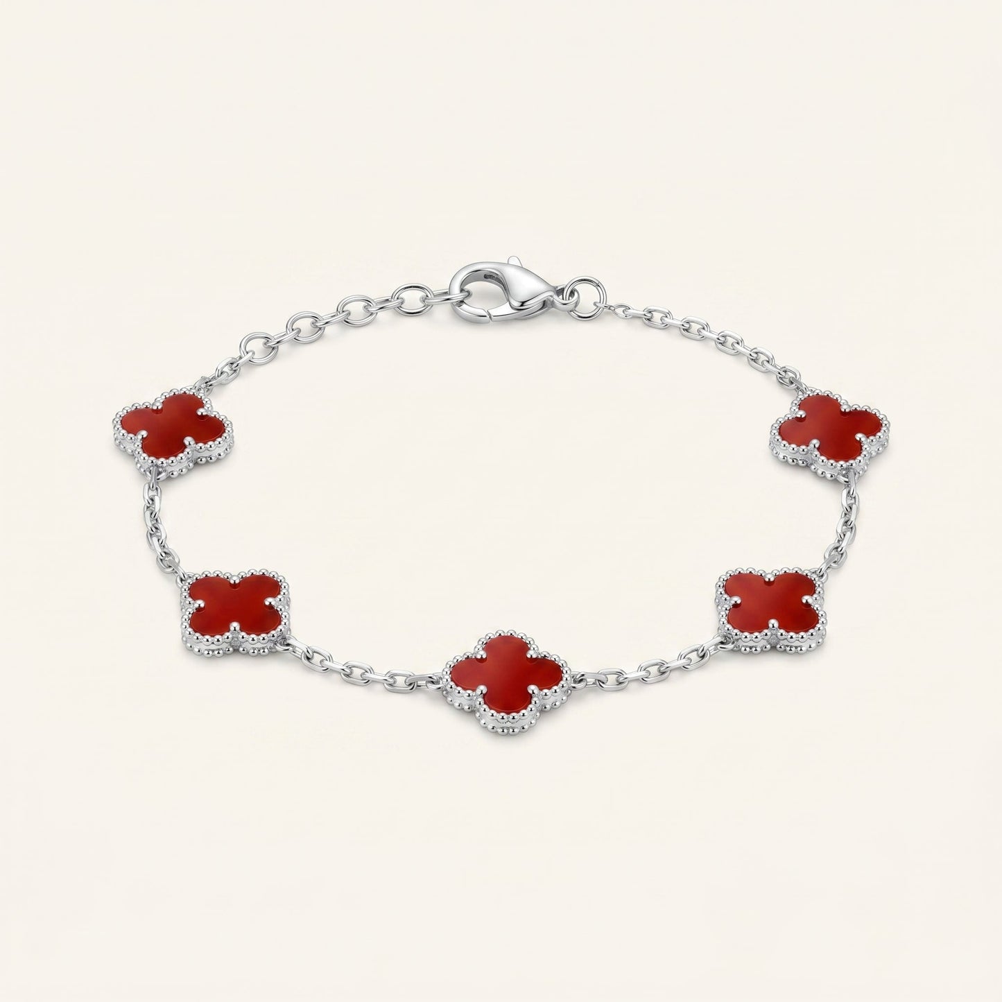 Red & Silver Bloom Bracelet