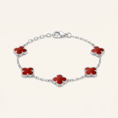 Red & Silver Bloom Bracelet