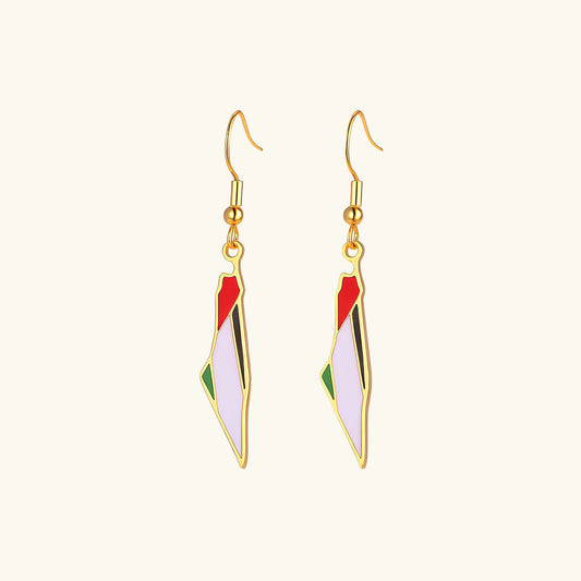 Nuraya Palestine Map Earrings