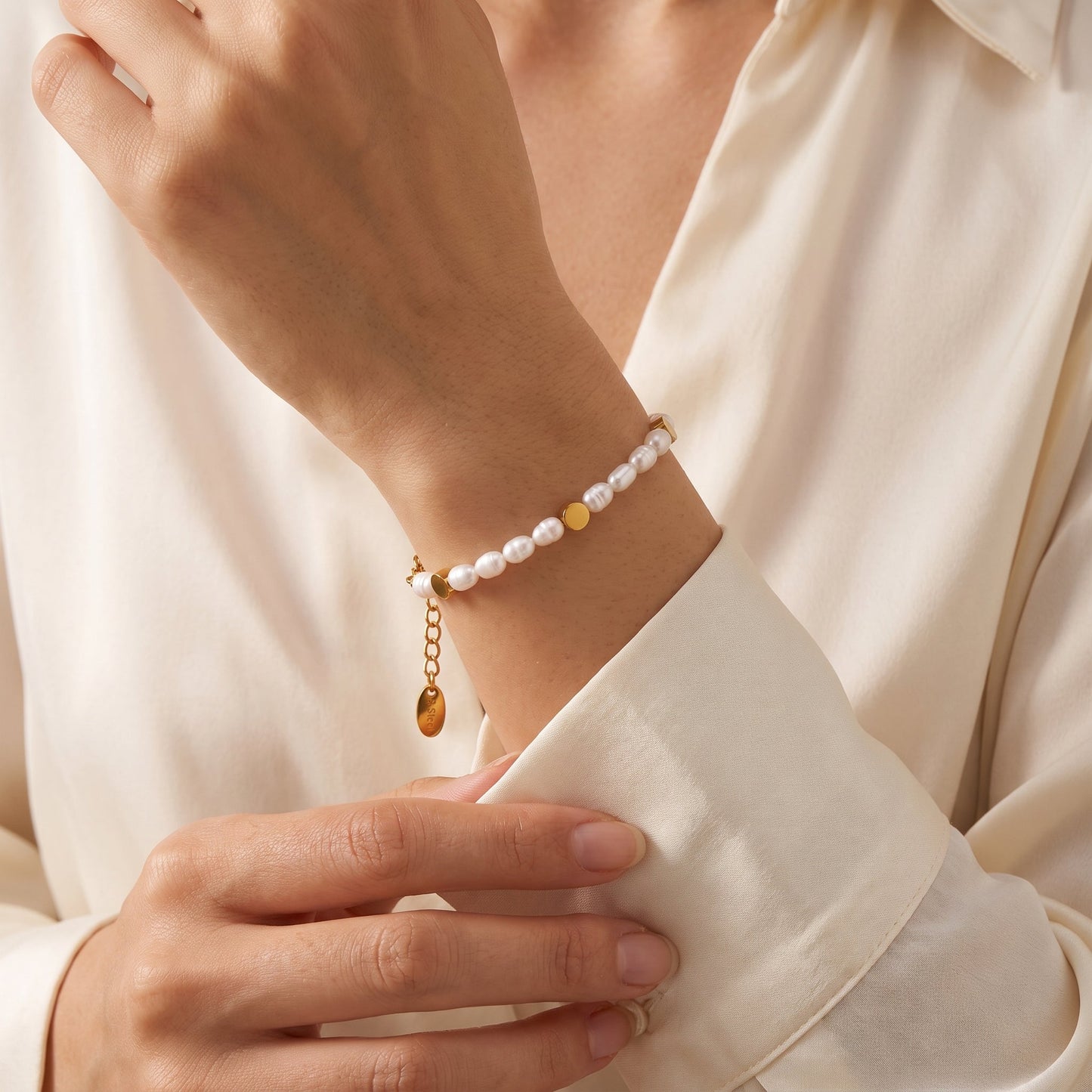 Moonstone & Pearl Bead Bracelet